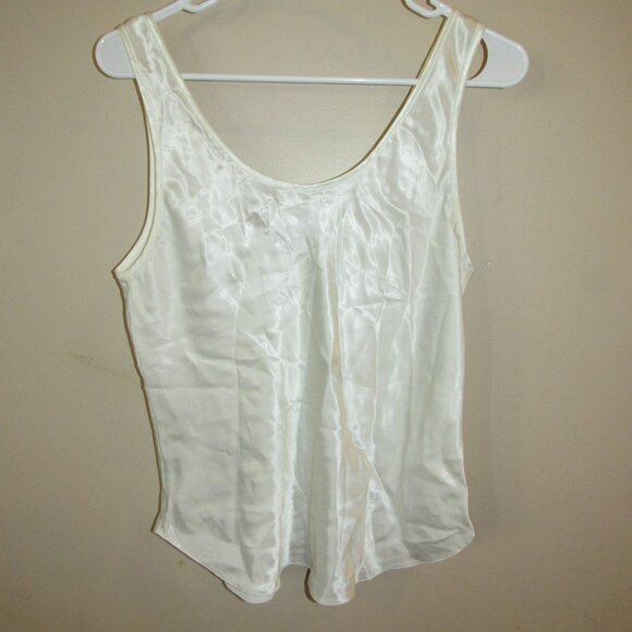 Vintage Ivory Shiny Wet Look Lucie Ann II Camisole Tank Top Size 36 Made in USA - Picture 1 of 3